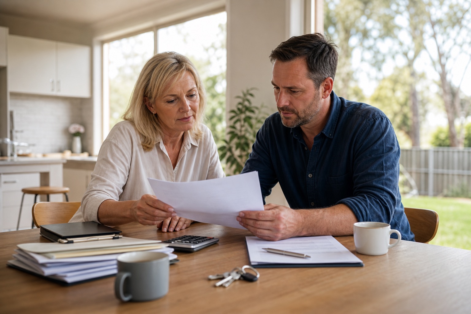 Australian investor reviewing trust structure documents with a solicitor